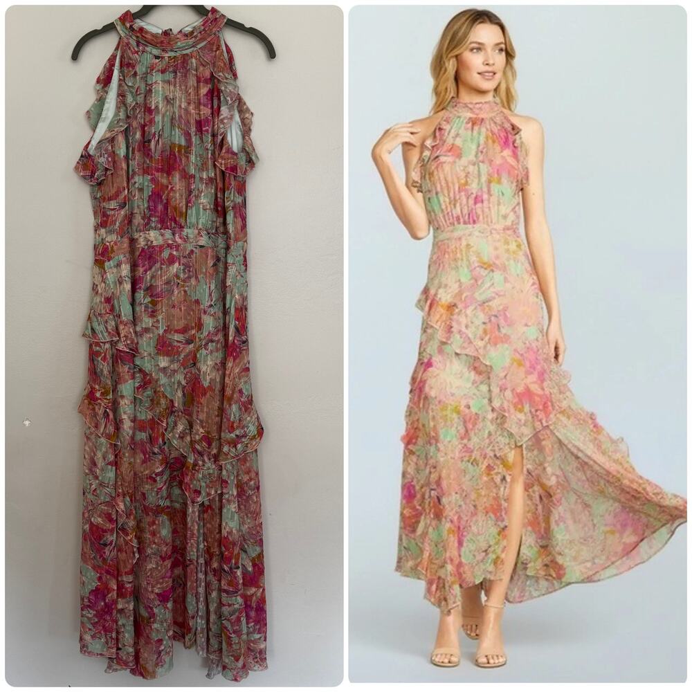 ALEX MARIE Floral Ruffle Maxi Dress